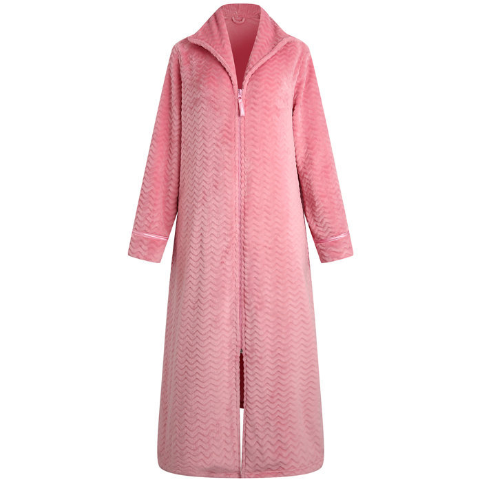 Alwyn Home Soft Warm Fleece Full Length ZipUp Womens Lounger Robe